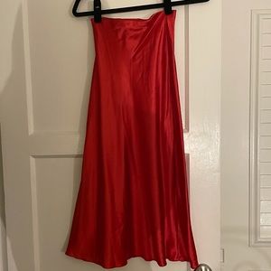 Red silk charmeuse skirt